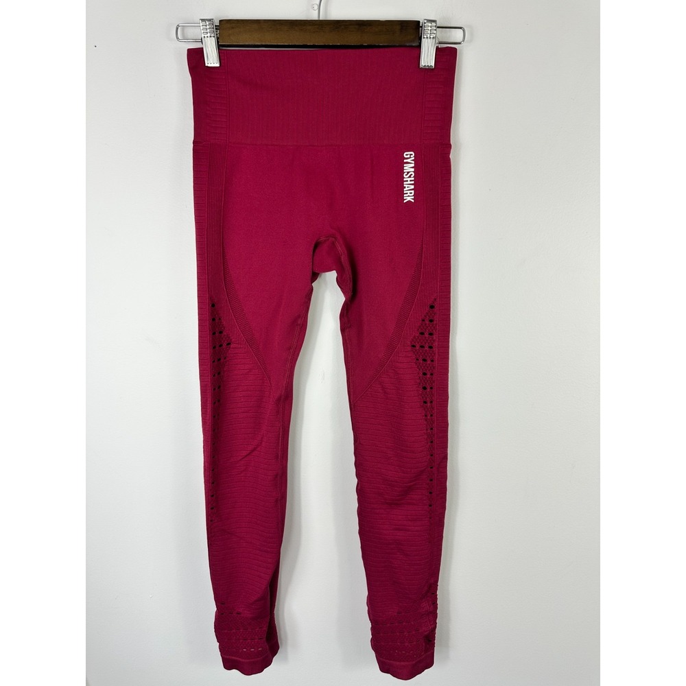 Gymshark Energy+ Seamless Leggings Womens Small Beet Red High Rise Eyelet Active